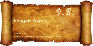 Vanyek Bence névjegykártya